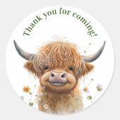 ハイランドカウボーホパーティーの好意ステッカー ラウンドシール (正面)