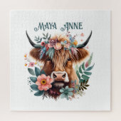 ハイランドカウボーホフローラ水彩 ジグソーパズル (縦)