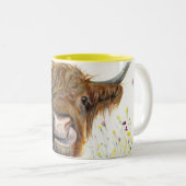 ハイランドカウマグカップ、スコティッシュカウフラワーアルフィ ツートーンマグカップ (正面右)