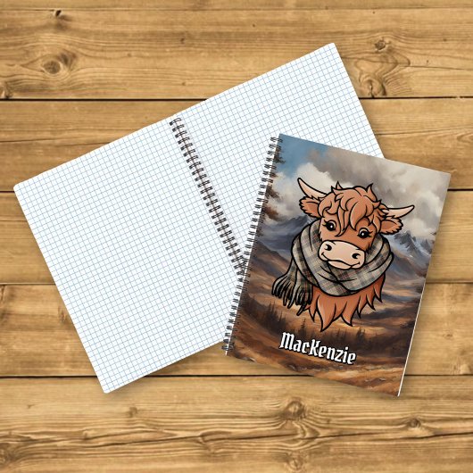 ハイランドカウマケンジー狩りタータンチェックスカーフ ノートブック