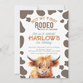 ハイランドカウミイファーストロデオカウープリント誕生日 招待状 (正面)