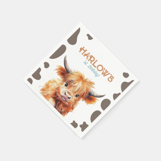 ハイランドカウミーファーストロデオ誕生日パーティー スタンダードカクテルナプキン (角)