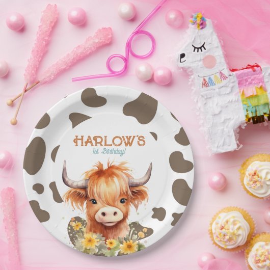ハイランドカウミーファーストロデオ誕生日パーティー ペーパープレート (パーティー)