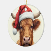 ハイランドカウメリークリスマスホリデー セラミックオーナメント (左)