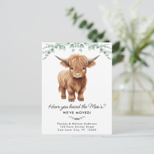 ハイランドカウユーカリプタスファーム新しいアドレス移動 案内ポストカード (スタンド正面)