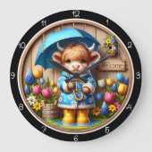 ハイランドカウレインデイウォールクロック ラージ壁時計 (正面)