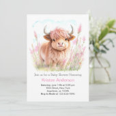 ハイランドカウワイルドフラワーガールベビーシャワー 招待状 (スタンド正面)