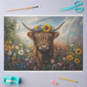 ハイランドカウワイルドフラワークラウンデコップメント 薄葉紙 (クラフト)