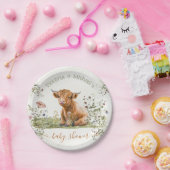 ハイランドカウワイルドフラワーベビーシャワー ペーパープレート (パーティー)