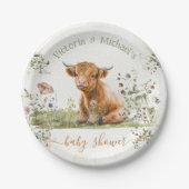 ハイランドカウワイルドフラワーベビーシャワー ペーパープレート (正面)