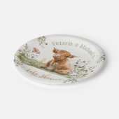 ハイランドカウワイルドフラワーベビーシャワー ペーパープレート (アングル)