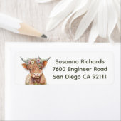 ハイランドカウーイラストレーションフローラスウィートホーム ラベル (インサイチュ)