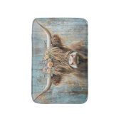 ハイランドカウーフローラリースブルーファームハウスシーン バスマット (正面縦)