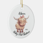 ハイランドカウーベビー初めてのクリスマスオーナメント セラミックオーナメント (右)