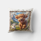 ハイランドカウー装飾用クッション素朴ファームハウスデコール クッション (裏面)