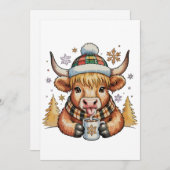 ハイランドカウ クリスマス フワフワ あったかい かわいい ゴールド X'mas (正面/裏面)