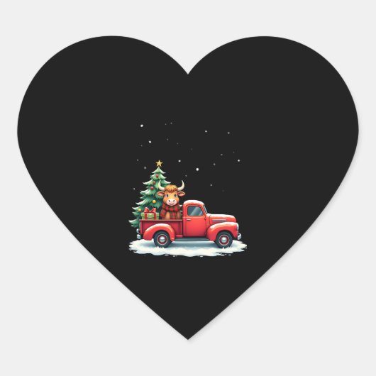 ハイランドカウ トラック農場 農家のクリスマスコー ハートシール (正面)