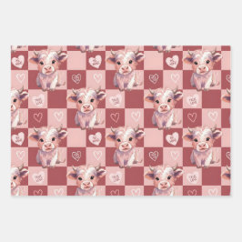 ハイランドカウ バレンタイン ピンク キャンディ ハート ギフト ラッピングペーパーシート