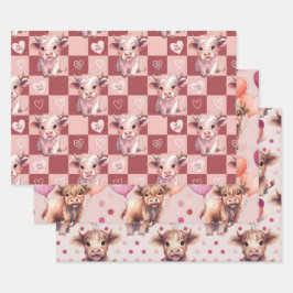 ハイランドカウ バレンタイン ピンク キャンディ ハート ギフト ラッピングペーパーシート