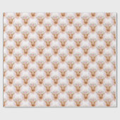 ハイランドカウ ピンク フラワーズ ベイビーシャワー 誕生日 ラッピングペーパー (フラット)