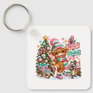 ハイランドカウ メリークリスマス キーホルダー