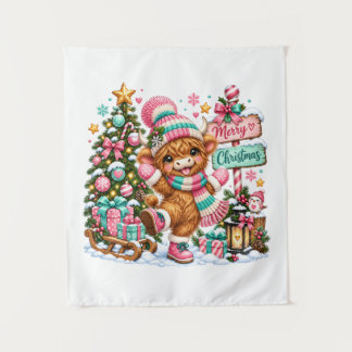 ハイランドカウ メリークリスマス タペストリー