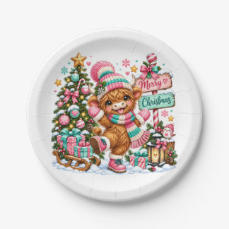 ハイランドカウ メリークリスマス ペーパープレート
