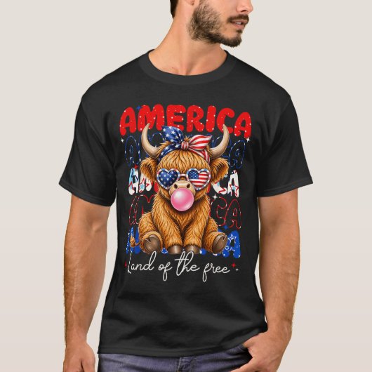 ハイランドカウ 愛国心 女性 Tシャツ (正面)