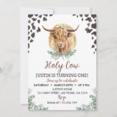 ハイランドカウ 1歳の誕生日招待状 招待状 (正面)