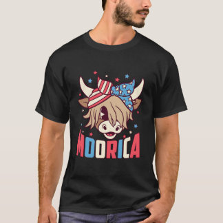 ハイランドカウ 7月4日 ムーリカ メリカ アメリカ国旗 F Tシャツ