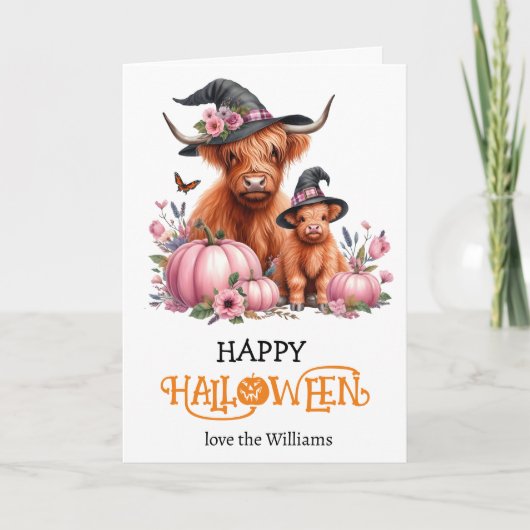 ハイランドカボチャのハロウィーンの挨拶 カード (正面)