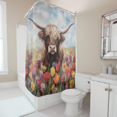 ハイランドカラフルカウチ絵を描ューリップ シャワーカーテン (インサイチュ)