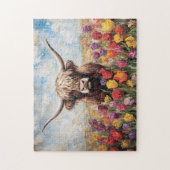 ハイランドカラフルカウチ絵を描ューリップ ジグソーパズル (縦)