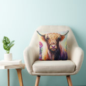 ハイランドカラフル牛フローラアート クッション (椅子)