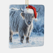 ハイランドカーフインザスノーハッピーホリデイズカワイイ セラミックオーナメント (右)
