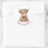 ハイランドカーフ素朴ルフローラ水彩かわいい ラウンドシール (バッグ)