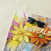 ハイランドカーフ鮮やかル色の花 ビーチタオル (インサイチュ)