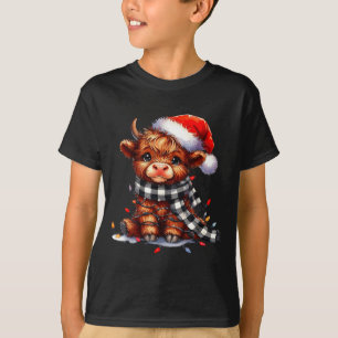 ハイランドキャトル クリスマス サンタハット もーたん Xmas 未経産牛 Tシャツ