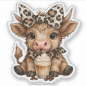 ハイランドコウノトリの赤ちゃんがラテを飲む  シール (正面)