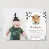 ハイランドコーの誕生日写真感謝カード サンキューカード (正面)