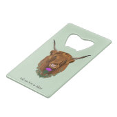 ハイランドスコティッシュカウパープルケルト結び目模様作品 クレジットカード栓抜き (正面アングル)