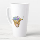 ハイランドスコティッシュカウフラワーウォータカラー カフェラテマグ (左アングル)