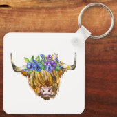 ハイランドスコティッシュカウフラワーウォータカラー キーホルダー (裏面)