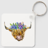 ハイランドスコティッシュカウフラワーウォータカラー キーホルダー (裏面)