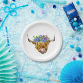 ハイランドスコティッシュカウフラワーウォータカラー ペーパープレート (パーティー)