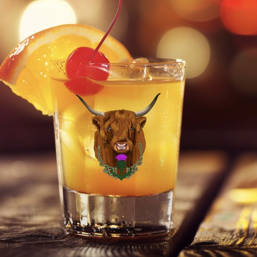 ハイランドスコティッシュパープルケルト結び目模様作品 ショットグラス