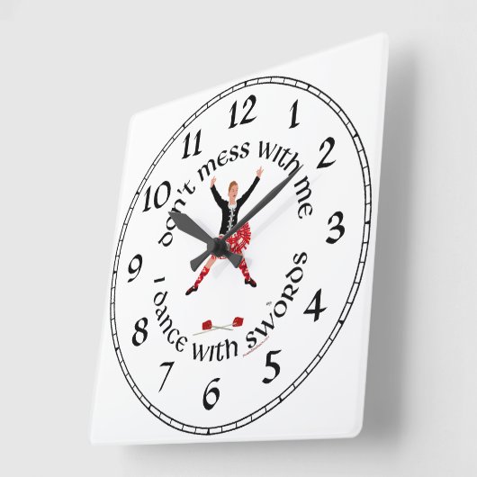 ハイランドダンサーは私と一緒に散らからない スクエア壁時計 (傾斜)