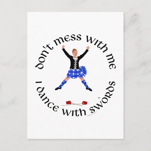 ハイランドダンサーは私と一緒に散らからない ポストカード (正面)