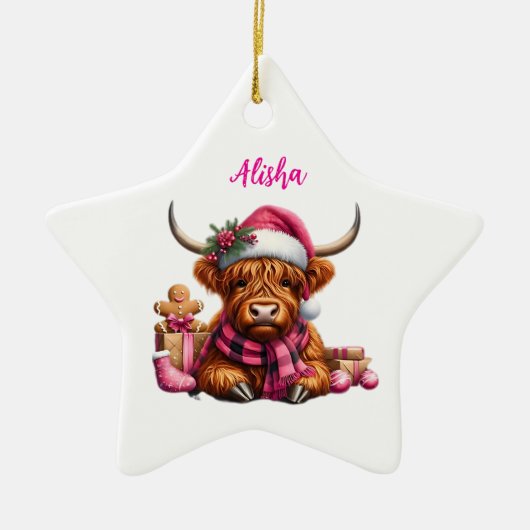 ハイランドパーソナライズされたカウズオーナメント セラミックオーナメント (正面)