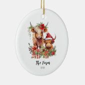 ハイランドパーソナライズされたカウハイファーファームサンタハット セラミックオーナメント (右)